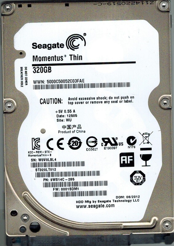 Seagate ST320LT012 P/N: 9WS14C-285 F/W: 0001SDM1 WU 320GB