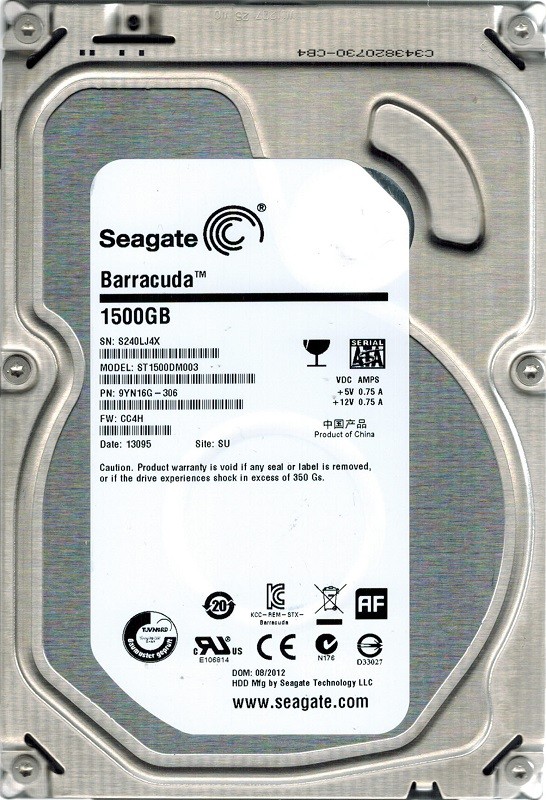 Seagate ST1500DM003 F/W: CC4H P/N: 9YN16G-306 1.5TB SU