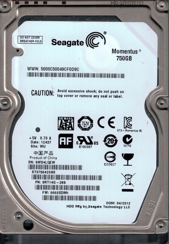 Seagate ST9750420AS P/N: 9RT14G-285 F/W: 0002SDM1 750GB WU