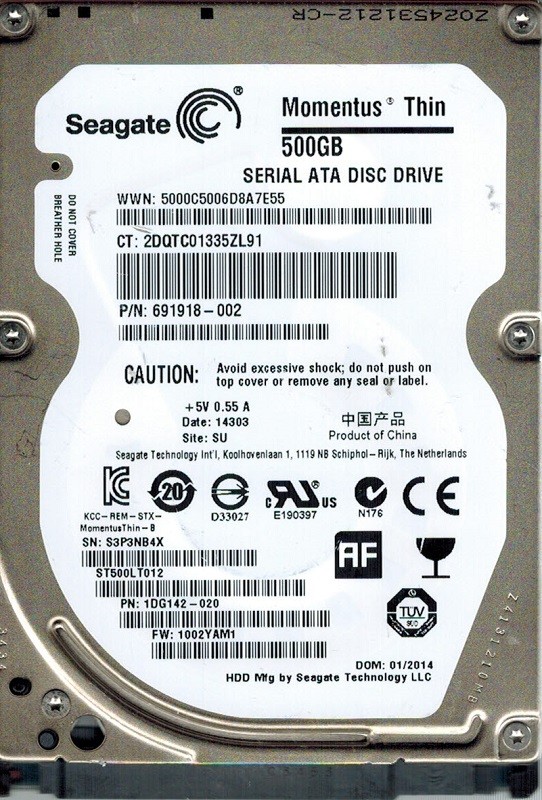 Seagate ST500LT012 P/N: 1DG142-020 F/W: 1002YAM1 SU 500GB