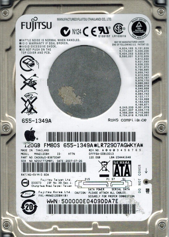 Fujitsu MHW2120BH MAC 120GB P/N: CA06820-B38700AP APPLE