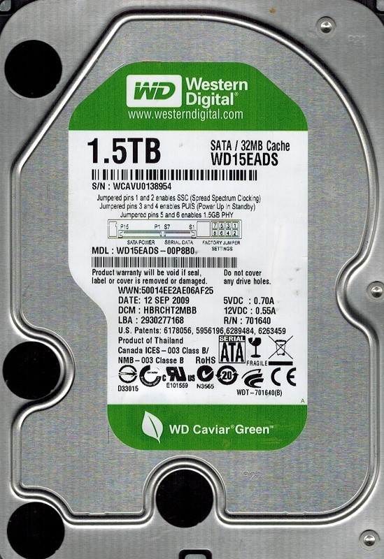 Western Digital WD15EADS-00P8B0 1.5TB DCM: HBRCHT2MBB