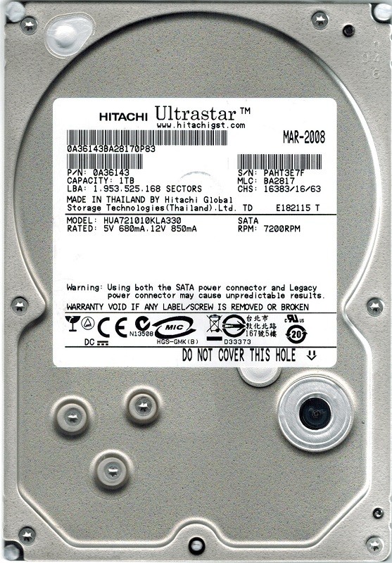 HUA721010KLA330 Hitachi MLC: BA2817 P/N: 0A36143 1TB