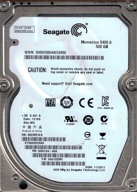 Seagate ST9500325AS P/N: 9HH134-500 F/W: 0001SDM1 WU 500GB