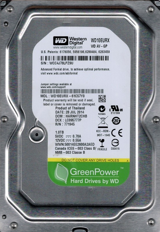 Western Digital WD10EURX-61C57Y0 DCM: HARNHT2CHB 1TB 