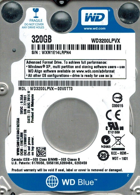 Western Digital WD3200LPVX-00V0TT0  DCM: EHKTJBN 320GB