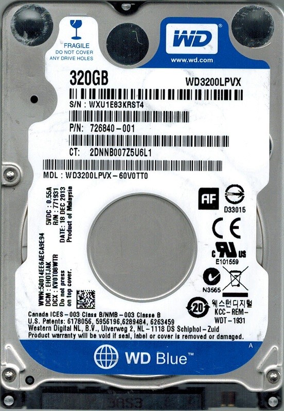 Western Digital WD3200LPVX-60V0TT0 320GB DCM: EHOTJAK