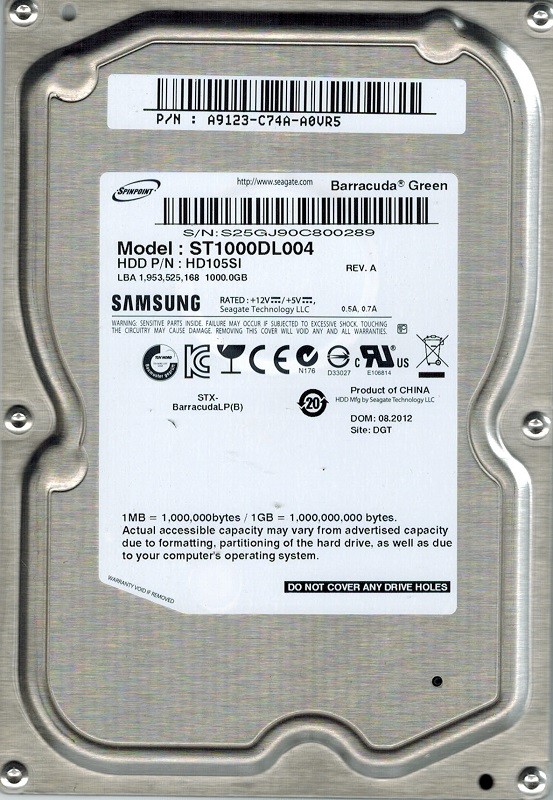 Samsung ST1000DL004 P/N: HD105SI 1TB Seagate