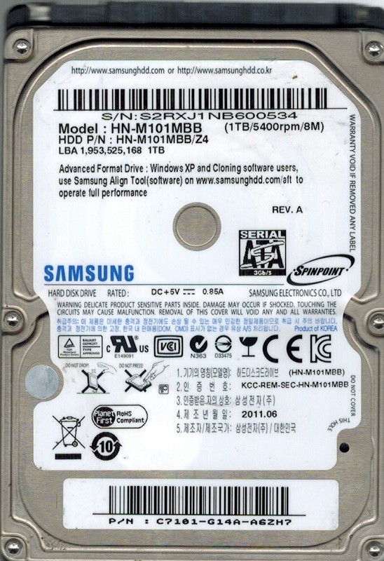 Samsung HN-M101MBB/Z4 SPINPOINT 1TB P/N: C7101-G14A-A6ZH7