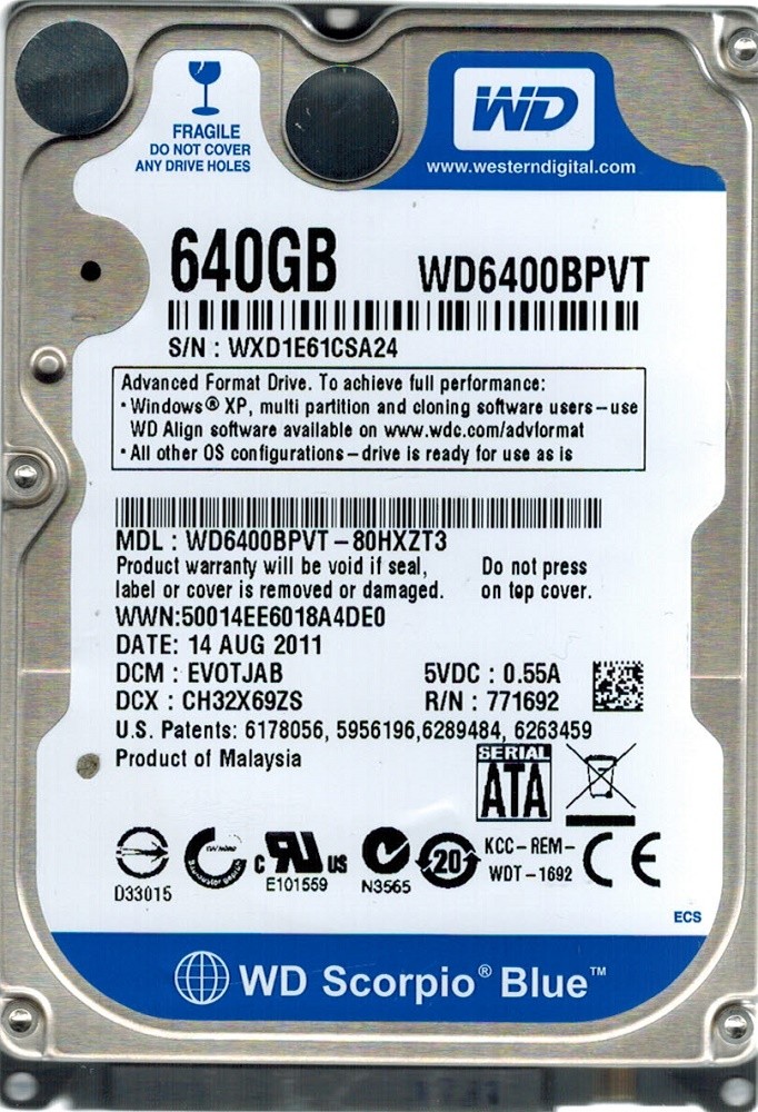 Western Digital WD6400BPVT-80HXZT3 640GB DCM: EVOTJAB