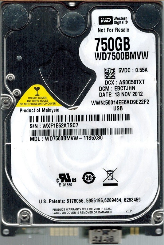 Western Digital WD7500BMVW-11S5XS0 DCM: EBCTJHN USB 3.0 750GB