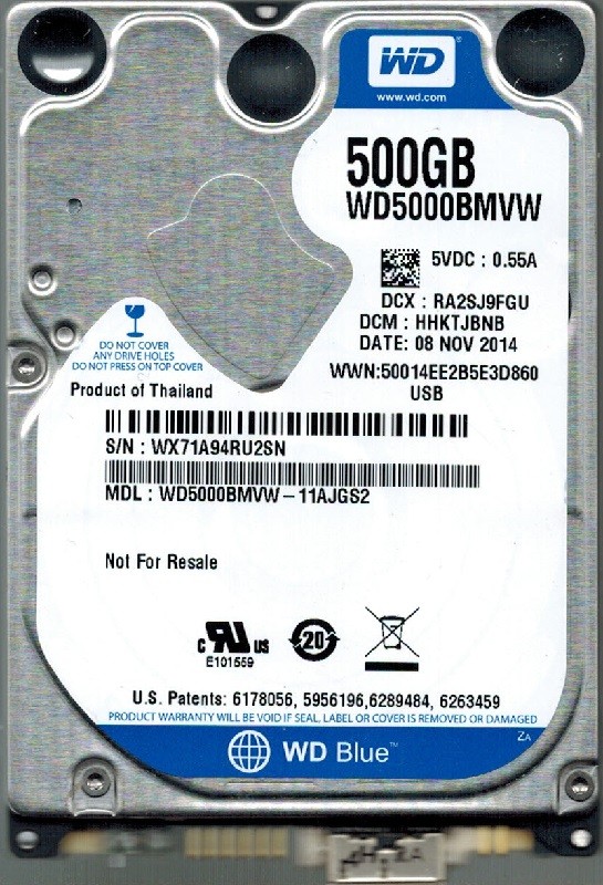 Western Digital WD5000BMVW-11AJGS2 DCM: HHKTJBNB 500GB USB 3.0