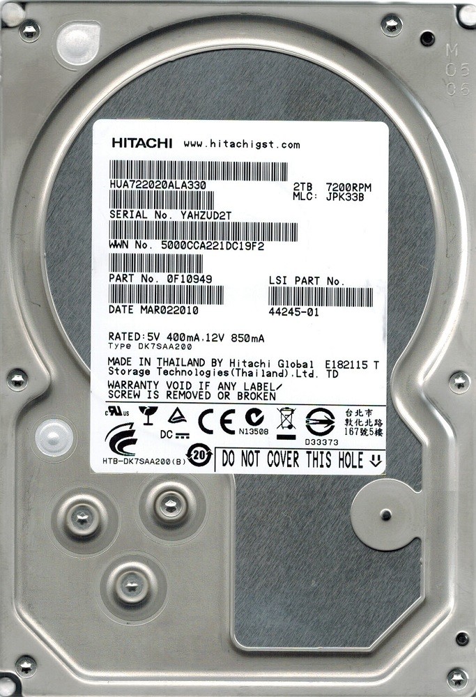 Hitachi HUA722020ALA330 P/N: 0F10949 MLC: JPK33B 2TB