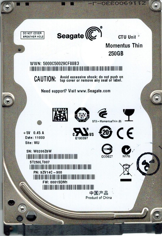 Seagate ST250LT007 P/N: 9ZV14C-900 F/W: 0001SDM1 250GB WU