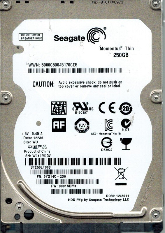 Seagate ST250LT003 P/N: 9YG14C-230 F/W: 0001SDM1 250GB WU