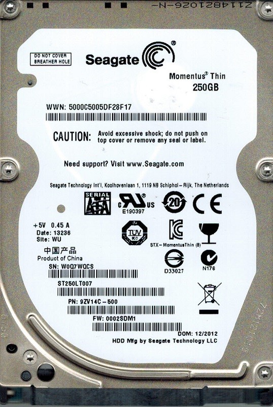 Seagate ST250LT007 P/N: 9ZV14C-500 F/W: 0002SDM1 250GB WU