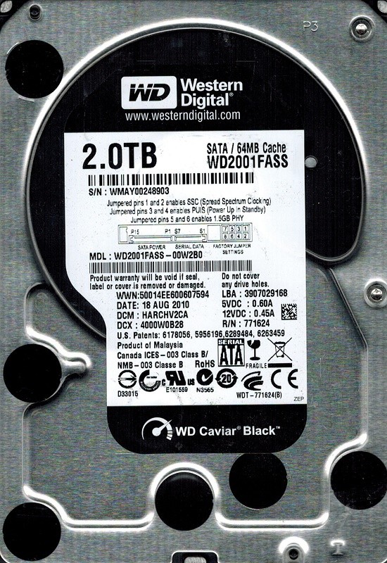 Western Digital WD2001FASS-00W2B0 DCM: HARCHV2CA 2TB