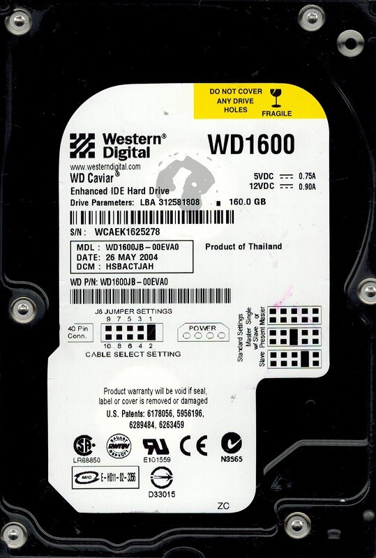 Western Digital WD1600JB-00EVA0 160GB DCM: HSBACTJAH