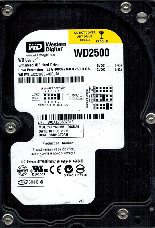 Western Digital WD2500BB-00GUA0 250GB DCM: HSBHCT2AH