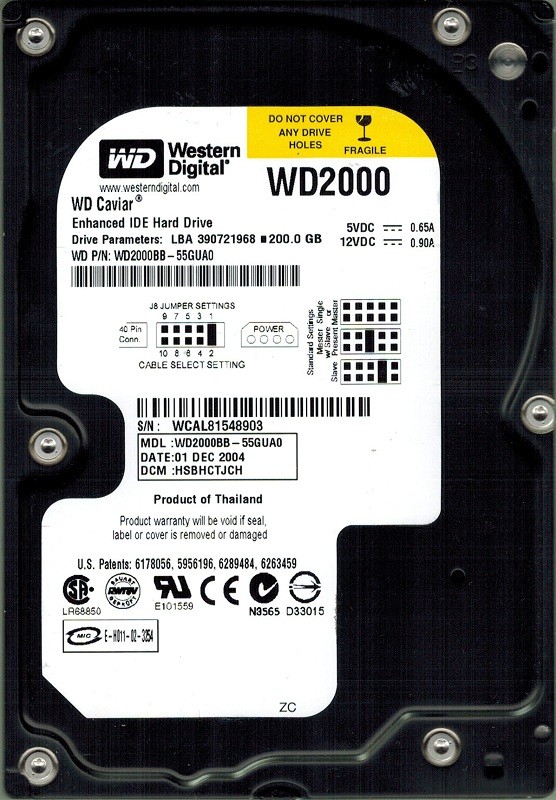Western Digital WD2000BB-55GUA0 200GB DCM: HSBHCTJCH