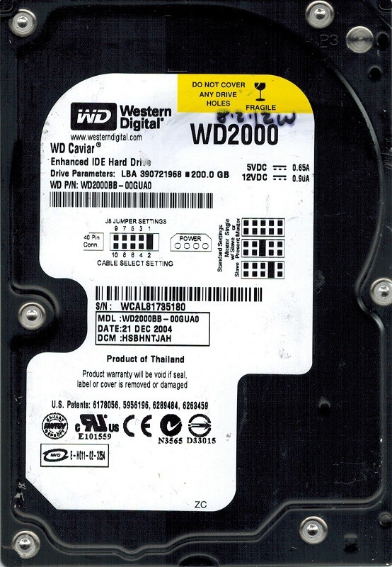 Western Digital WD2000BB-00GUA0 200GB DCM: HSBHNTJAH
