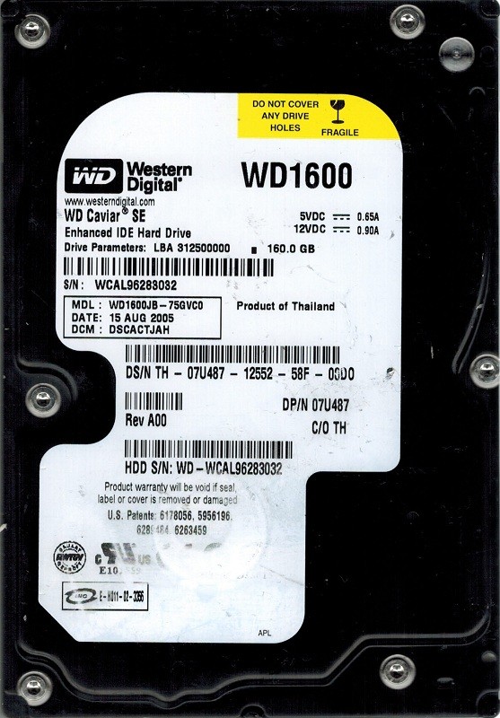 Western Digital WD1600JB-75GVC0 160GB DCM: DSCACTJAH