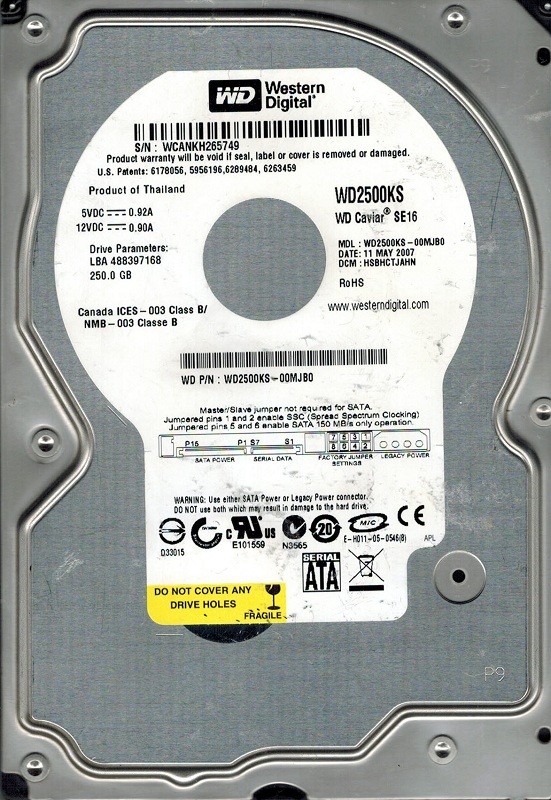 Western Digital WD2500KS-00MJB0 250GB DCM: HSBHCTJAHN