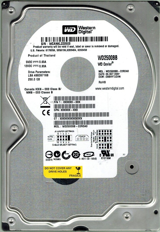 Western Digital WD2500BB-22RDA0 250GB DCM: DBBHYTJCHN