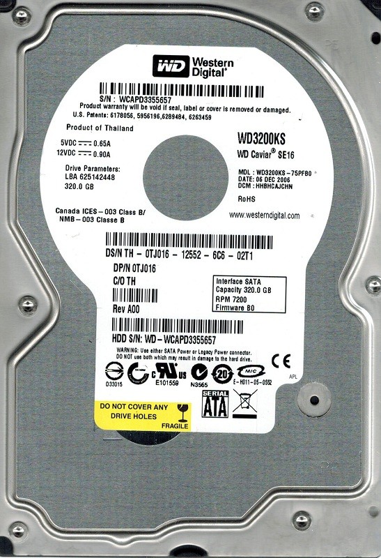 Western Digital WD3200KS-75PFB0 320GB DCM: HHBHCAJCHN