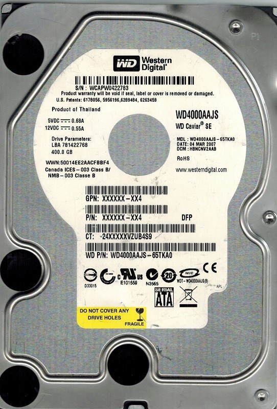 Western Digital WD4000AAJS-65TKA0 400GB DCM: HBNCNV2AAB