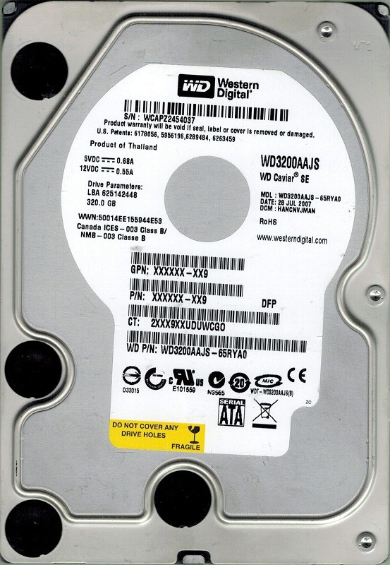 Western Digital WD3200AAJS-65RYA0 320GB DCM: HANCNVJMAN