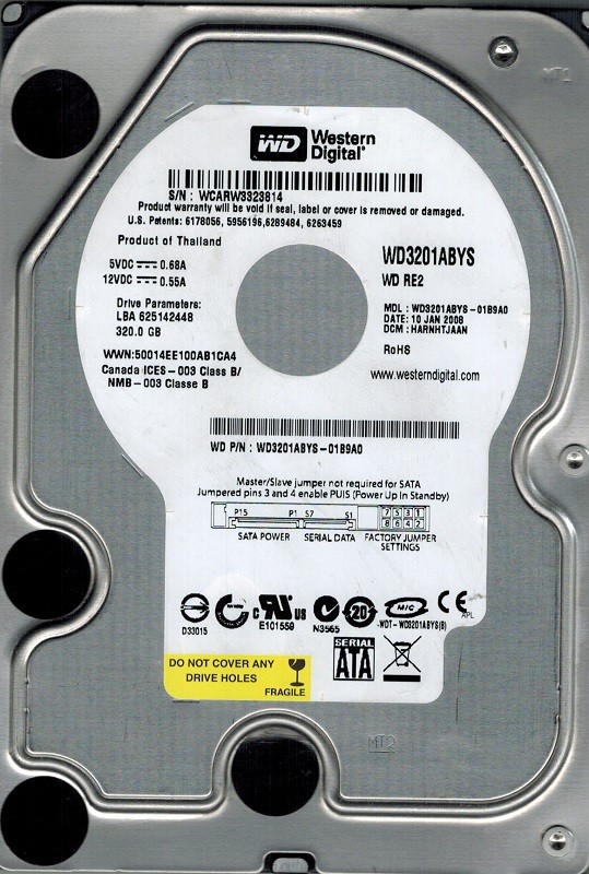 Western Digital WD3201ABYS-01B9A0 320GB DCM: HARNHTJAAN
