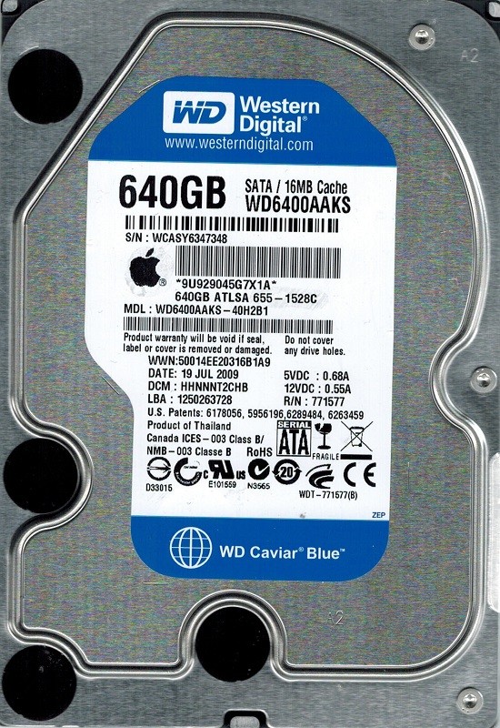 Western Digital WD6400AAKS-40H2B1 640GB DCM: HHNNNT2CHB