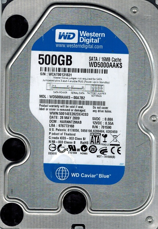 Western Digital WD5000AAKS-00A7B2 500GB DCM: HARNNT2MAB