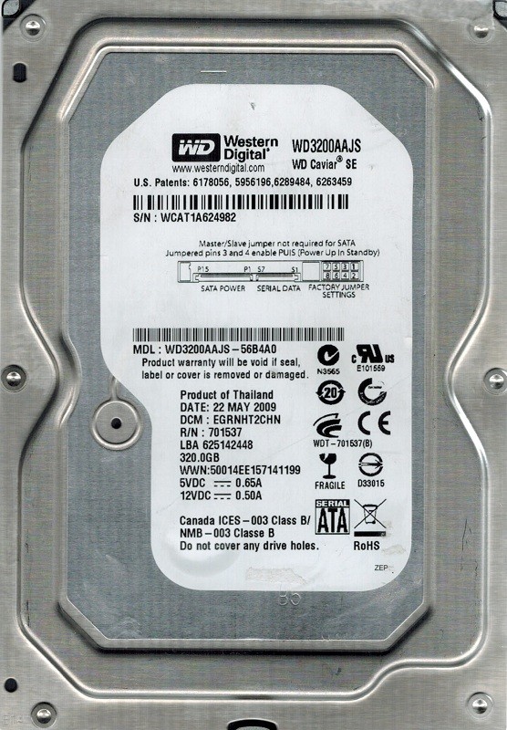 Western Digital WD3200AAJS-56B4A0 320GB DCM: EGRNHT2CHN
