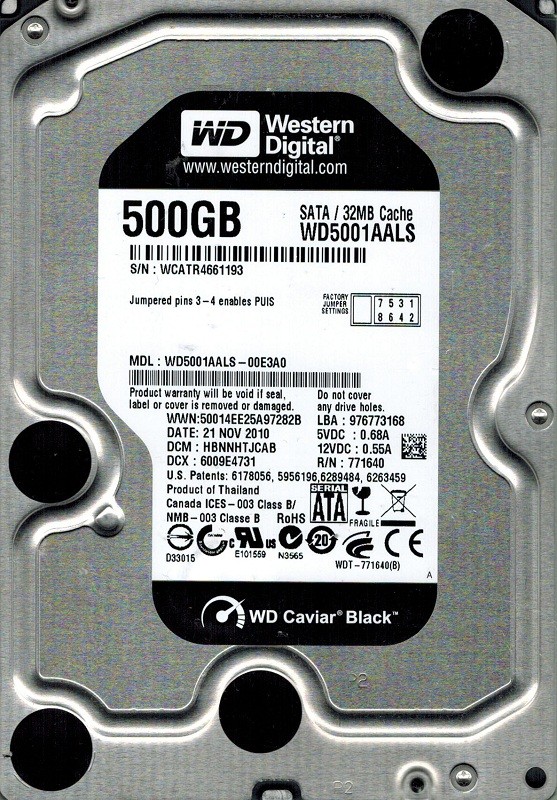 Western Digital WD5001AALS-00E3A0 500GB DCM: HBNNHTJCAB