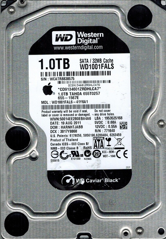 Western Digital WD1001FALS-41Y6A1 1TB MAC DCM: HARNHTJABB APPLE
