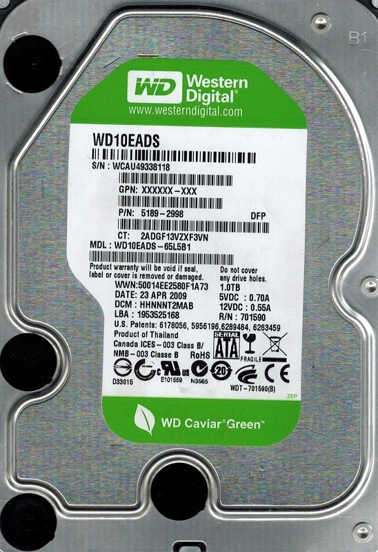 Western Digital WD10EADS-65L5B1 1TB DCM: HHNNNT2MAB