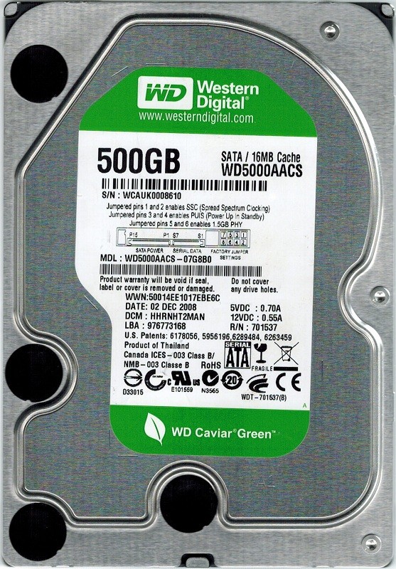 Western Digital WD5000AACS-07G8B0 500GB DCM: HHRNHT2MAN WCAUK