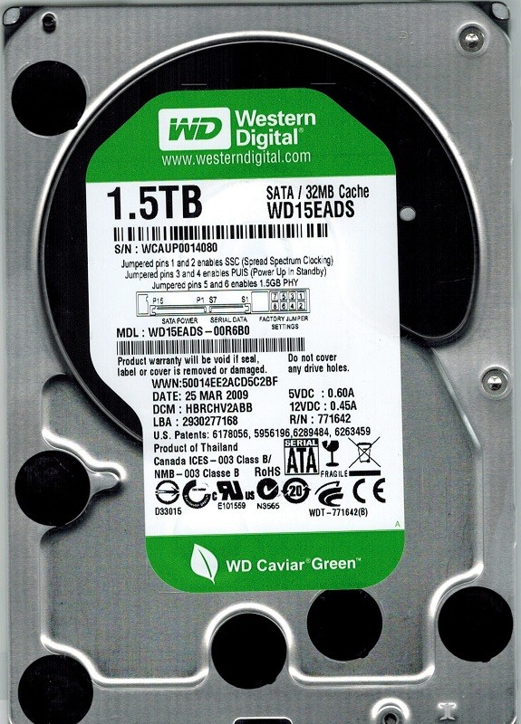WD15EADS-00R6B0 Western Digital DCM: HBRCHV2ABB 1.5TB