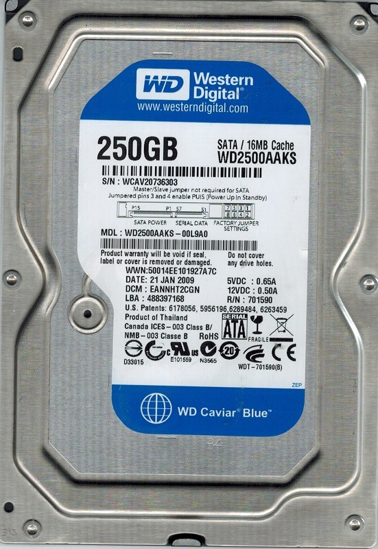 Western Digital WD2500AAKS-00L9A0 250GB DCM: EANNHT2CGN