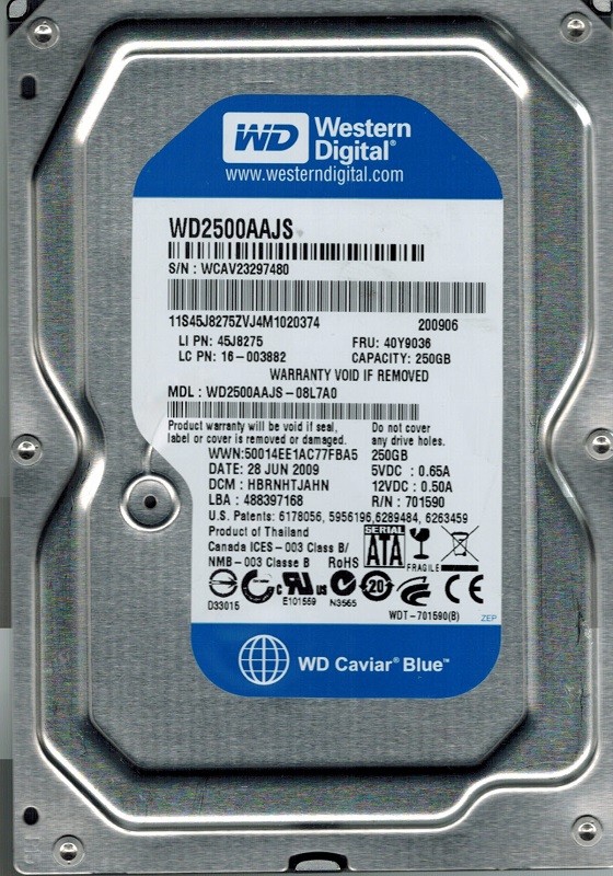 Western Digital WD2500AAJS-08L7A0 250GB DCM: HBRNHTJAHN