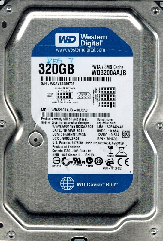 Western Digital WD3200AAJB-00J3A0 320GB DCM: HGRNNTJMGN