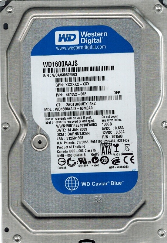Western Digital WD1600AAJS-60M0A0 160GB DCM: DARNNTJCEN