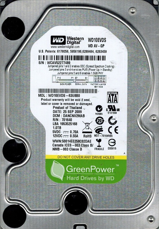 Western Digital WD10EVDS-63U8B0 1TB DCM: DANCNV2MAB