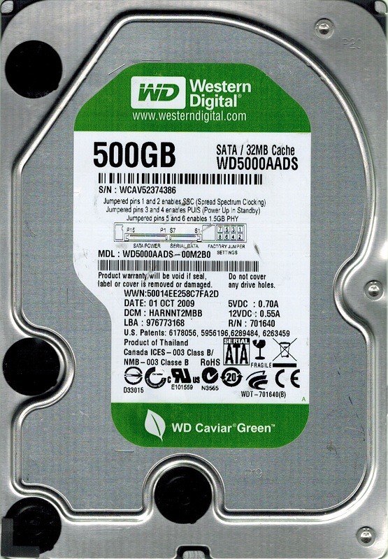 Western Digital WD5000AADS-00M2B0 500GB DCM: HARNNT2MBB