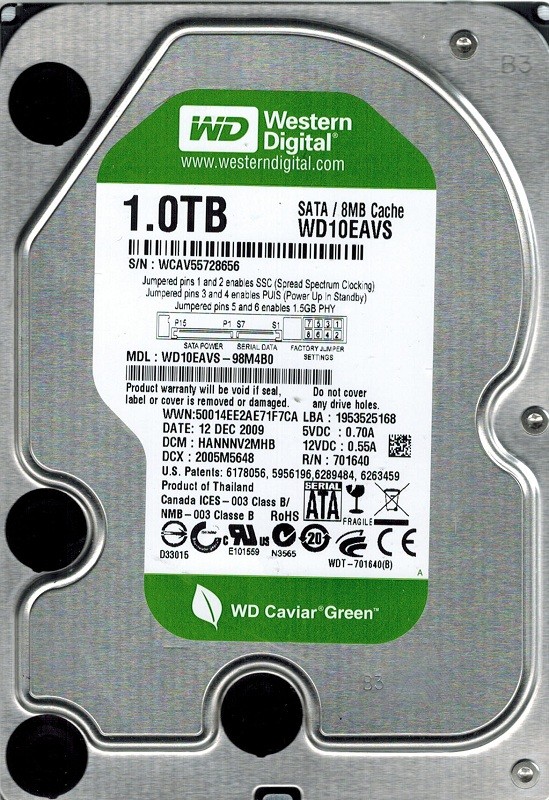 Western Digital WD10EAVS-98M4B0 1TB DCM: HANNNV2MHB