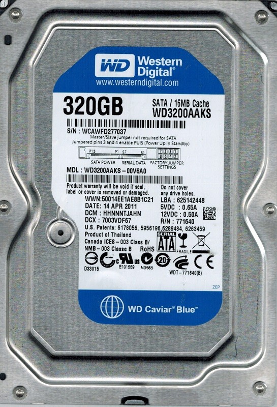 Western Digital WD3200AAKS-00V6A0 320GB DCM: HHNNNTJAHN