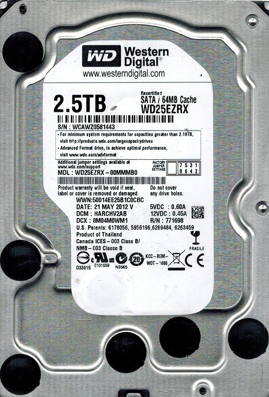 Western Digital WD25EZRX-00MMMB0 2.5TB DCM: HARCHV2AB