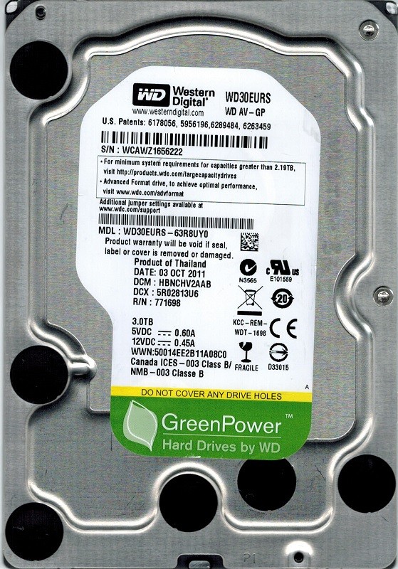 WD30EURS-63R8UY0 Western Digital DCM: HBNCHV2AAB 3TB